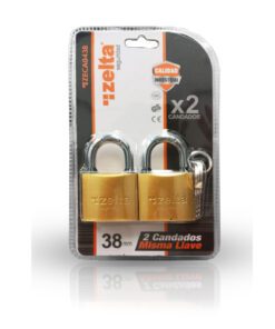 Candado doble 38mm bronceado misma llave Zelta