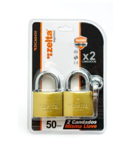 Candado doble 50mm bronceado misma llave Zelta