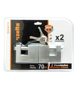 Candado doble perno pasante 70mm misma llave Zelta