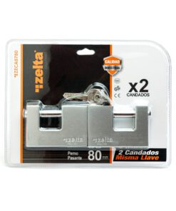 Candado doble perno pasante 80mm misma llave Zelta