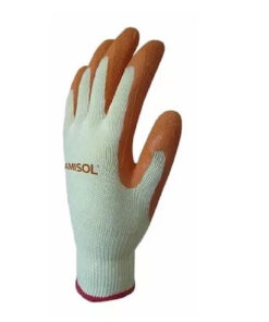 Guante G10 algodon amarillo baño latex rugoso GM
